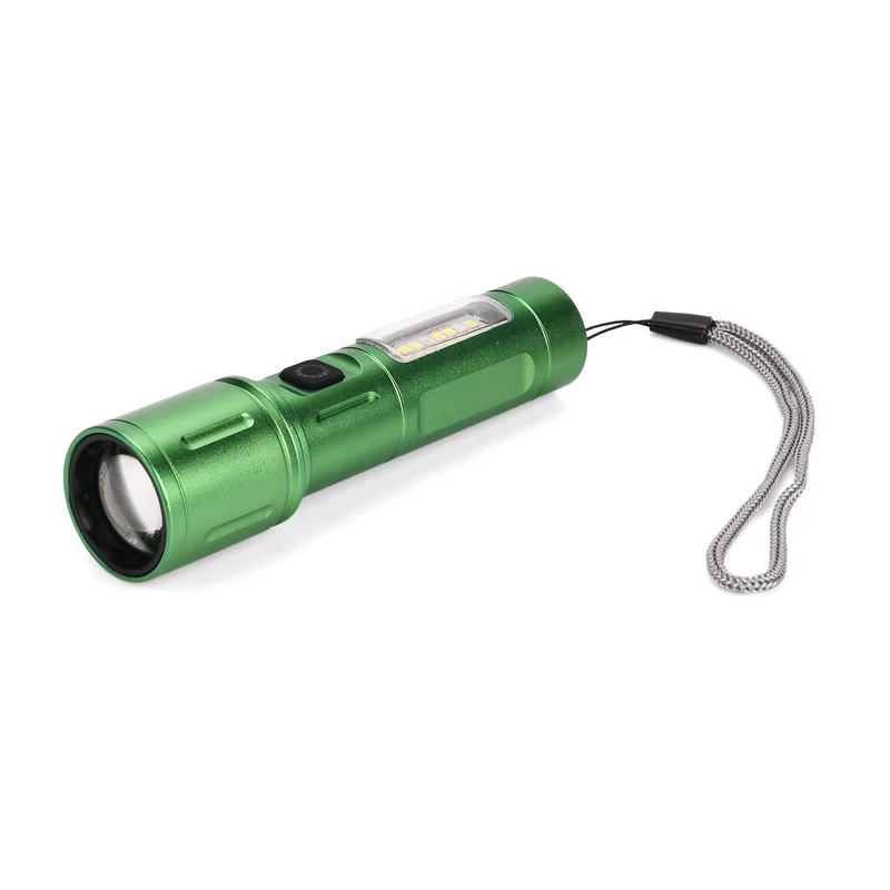 2er-Set LED-Taschenlampen aus Aluminium, wiederaufladbar, 14x3,5 cm, Schwarz