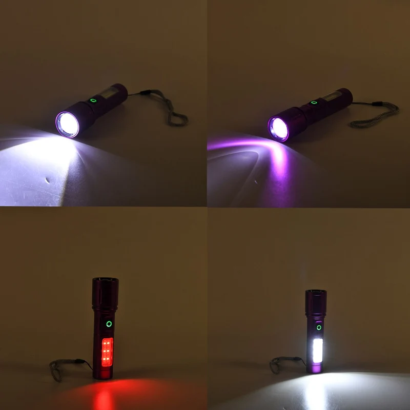 2er-Set LED-Taschenlampen aus Aluminium, wiederaufladbar, 14x3,5 cm, Schwarz