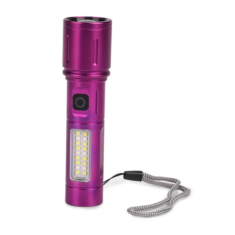 2er-Set LED-Taschenlampen aus Aluminium, wiederaufladbar, 14x3,5 cm, Schwarz