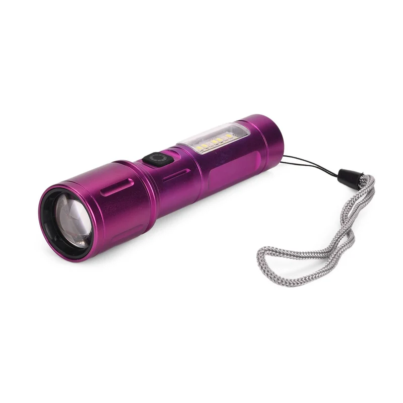 2er-Set LED-Taschenlampen aus Aluminium, wiederaufladbar, 14x3,5 cm, Schwarz
