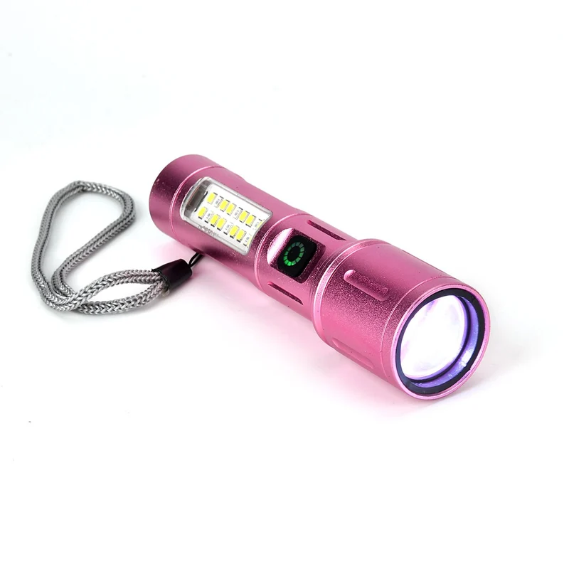 2er-Set LED-Taschenlampen aus Aluminium, wiederaufladbar, 14x3,5 cm, Schwarz