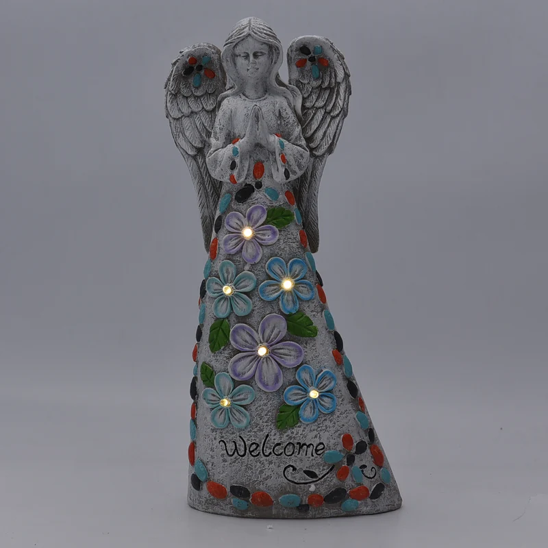 Solarleuchte - Engel, Größe 8x9x36,5 cm, Grau und Mehrfarbig