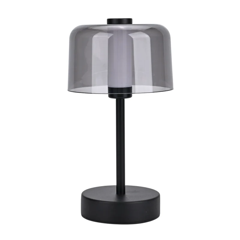 LIVEMORE Transparente Pilz-Tischlampe, kabellos, wiederaufladbar, 3 Lichtfarben, Smart Touch, Weiß