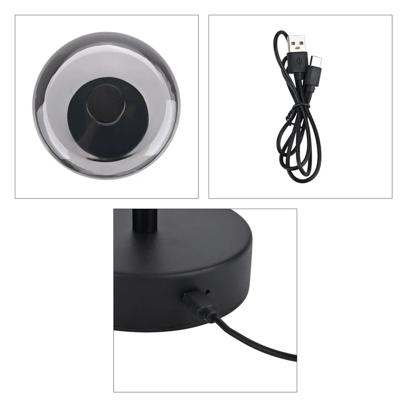 LIVEMORE Transparente Pilz-Tischlampe, kabellos, wiederaufladbar, 3 Lichtfarben, Smart Touch, Weiß