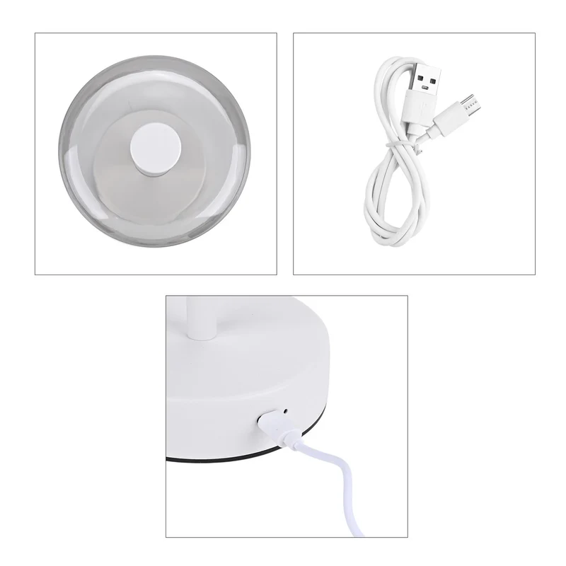 LIVEMORE Transparente Pilz-Tischlampe, kabellos, wiederaufladbar, 3 Lichtfarben, Smart Touch, Weiß