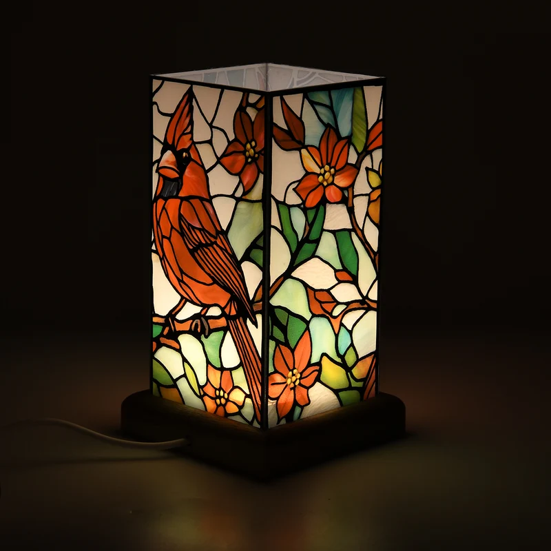 LED Tischlampe, Eschenholz und Acryl, mit USB Anschluss, Mehrfarbig