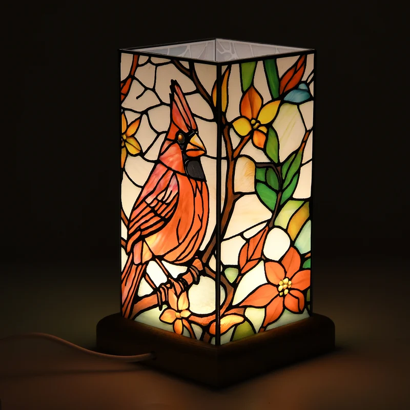 LED Tischlampe, Eschenholz und Acryl, mit USB Anschluss, Mehrfarbig