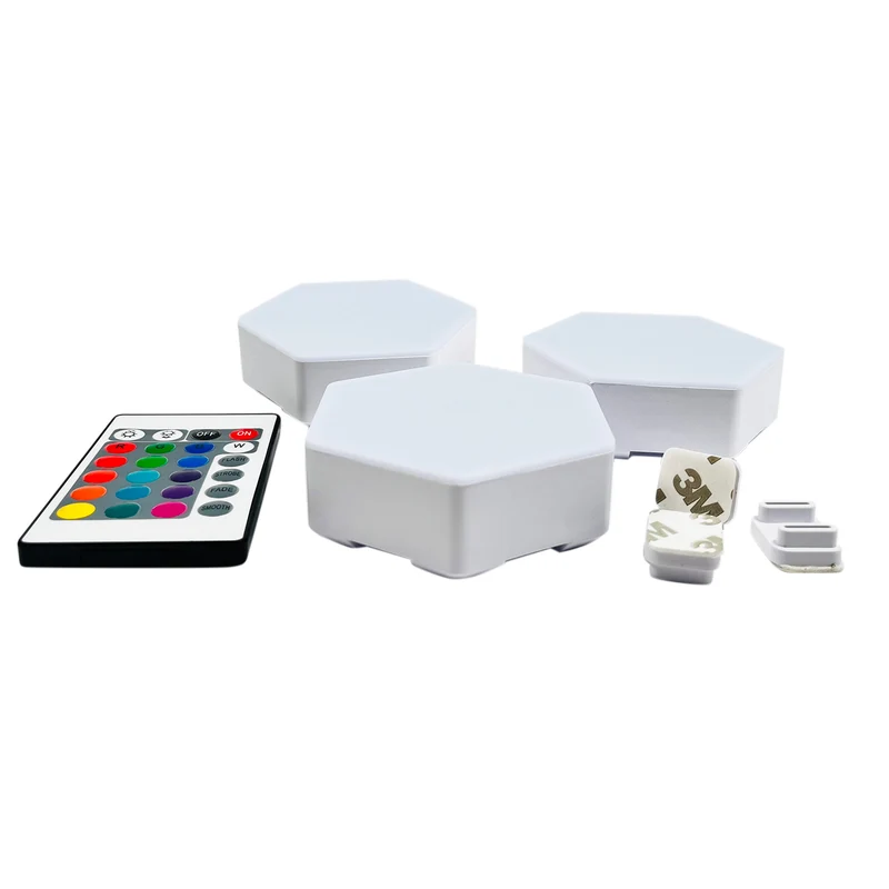 3er Set - Sechseckige Designer LED-Stimmungslicht mit Fernbedienung