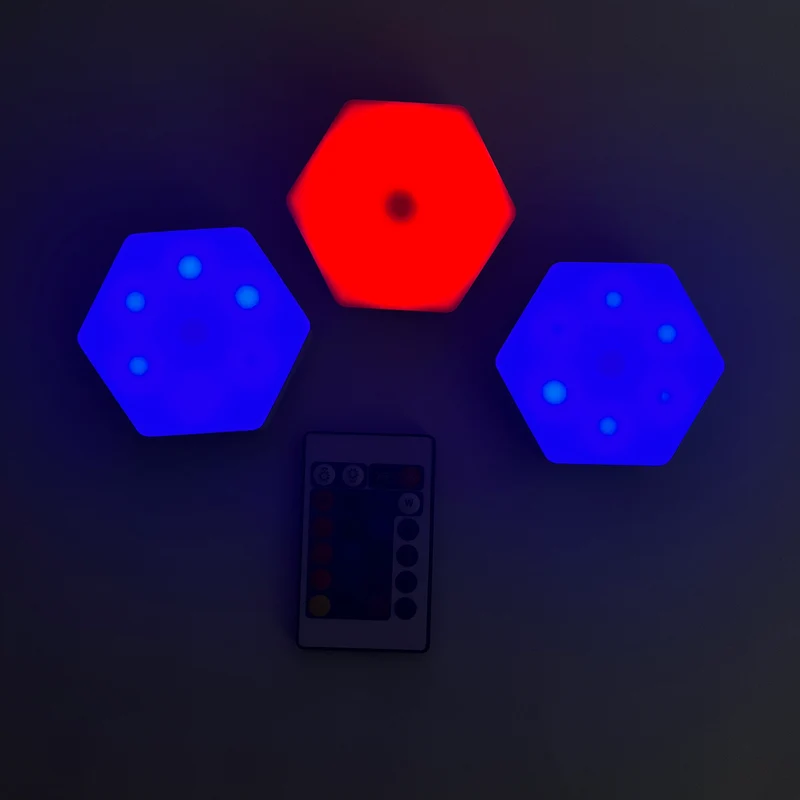 3er Set - Sechseckige Designer LED-Stimmungslicht mit Fernbedienung