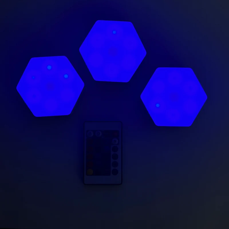 3er Set - Sechseckige Designer LED-Stimmungslicht mit Fernbedienung