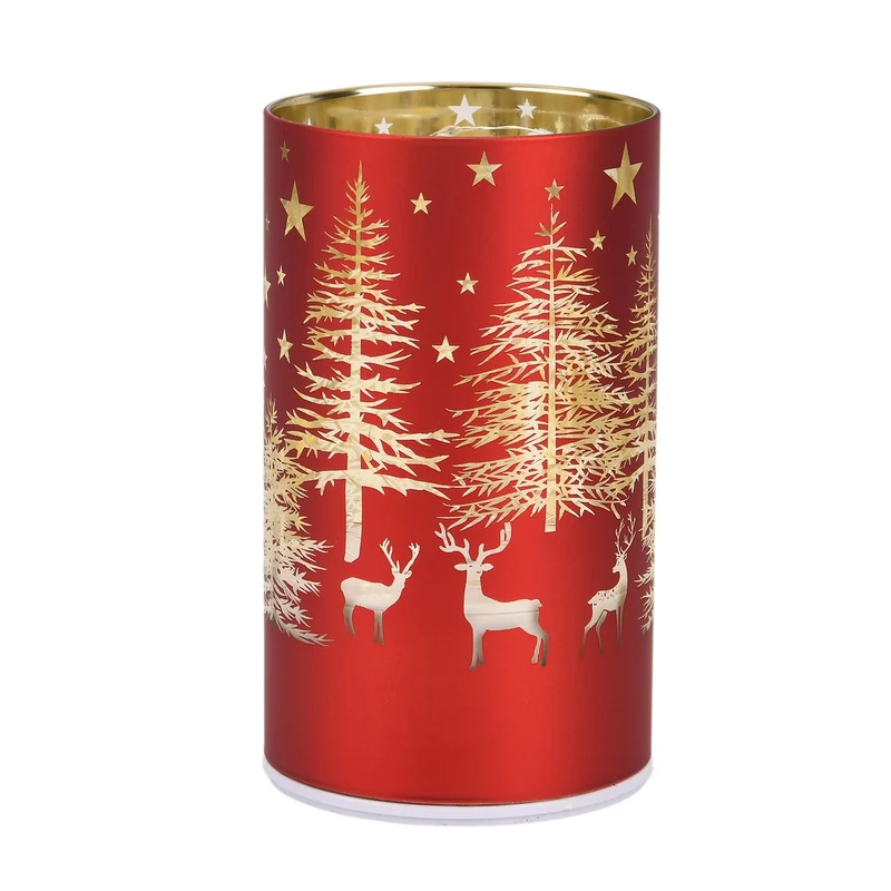 Wintertraum-Kollektion - LED-Tischlampe mit Drehfunktion, Rentier- und Tannenbaum-Motiv, Grün