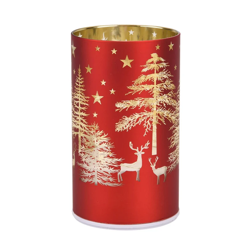 Wintertraum-Kollektion - LED-Tischlampe mit Drehfunktion, Rentier- und Tannenbaum-Motiv, Grün
