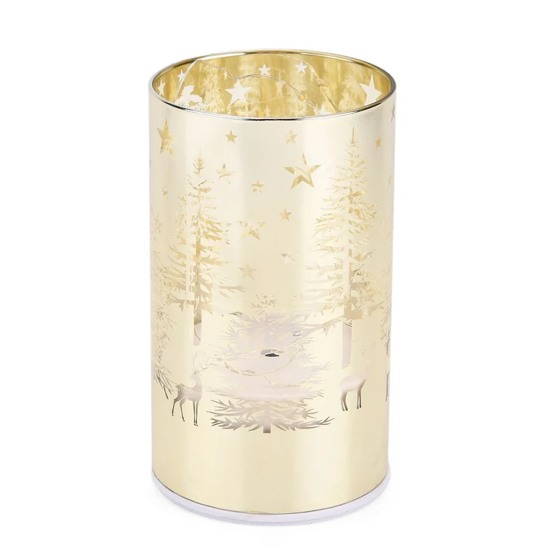 Wintertraum-Kollektion - LED-Tischlampe mit Drehfunktion, Rentier- und Tannenbaum-Motiv, Grün