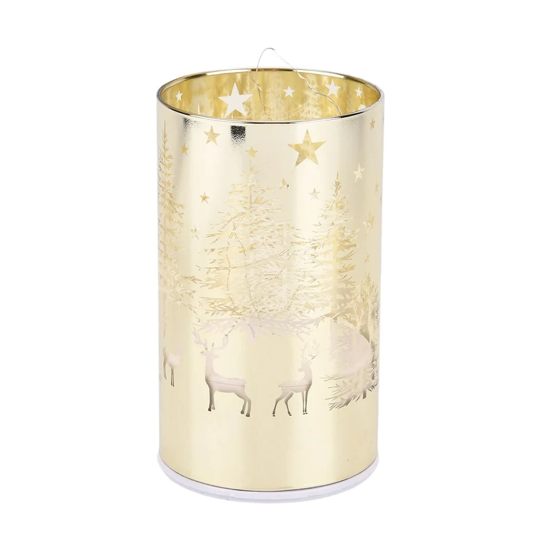 Wintertraum-Kollektion - LED-Tischlampe mit Drehfunktion, Rentier- und Tannenbaum-Motiv, Grün