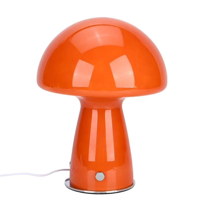 Minimalistische Glas-Pilzlampen mit Touch-Steuerung, 22x28cm, Orange