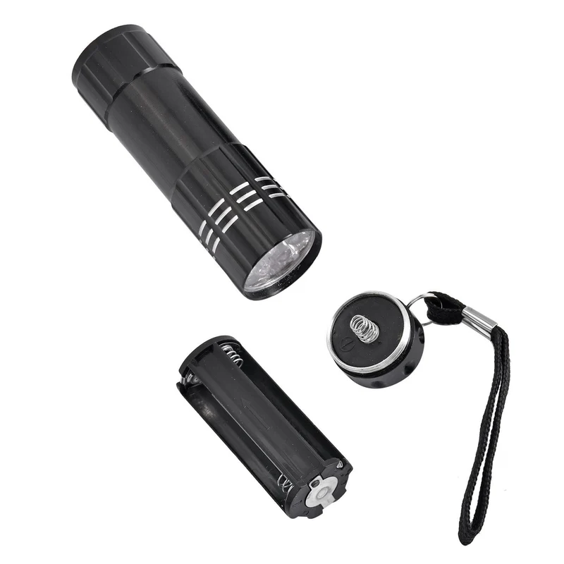 Mini-UV-Licht Taschenlampe, Metall, Kratzfest, (AAA Batterien nicht inklusive), 150g