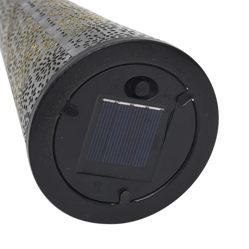 Kegelförmige, energiesparende Solarleuchte aus Eisen, Größe 9,5x9,5x40 cm, Schwarz