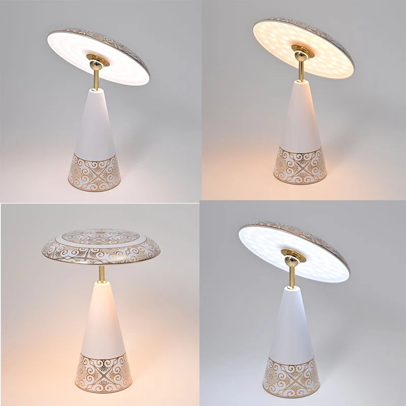 Kabellose Tischlampe mit Touch-Steuerung, Magnetdesign, Orientalisches Muster, 23x31 cm, taupe
