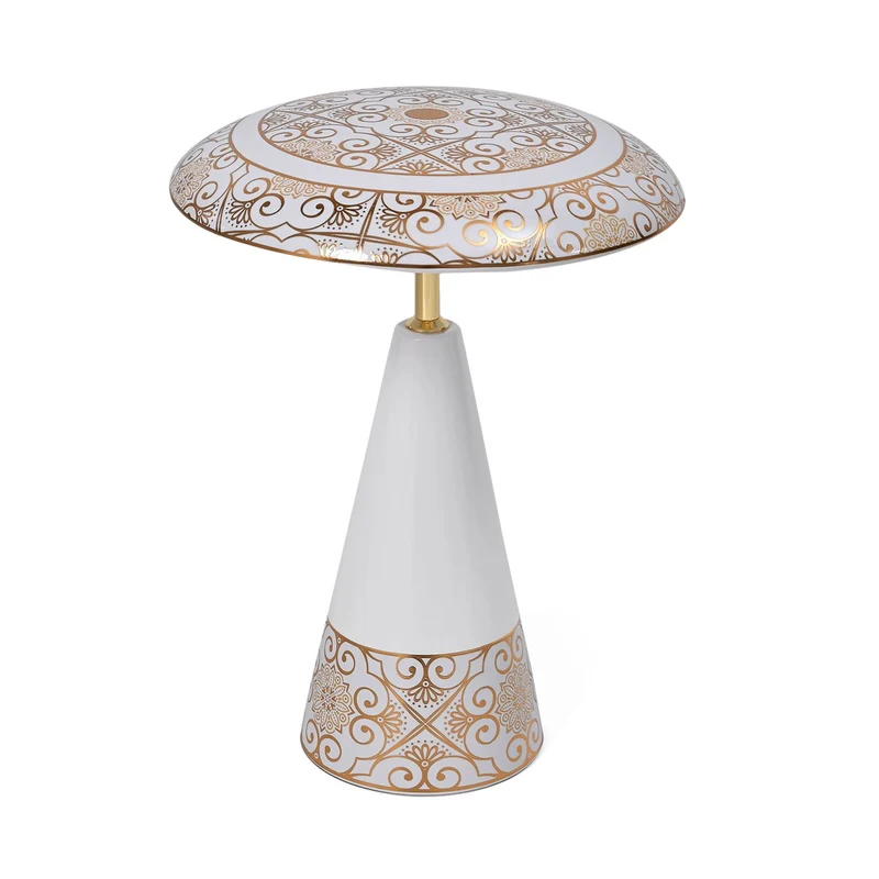 Kabellose Tischlampe mit Touch-Steuerung, Magnetdesign, Orientalisches Muster, 23x31 cm, taupe
