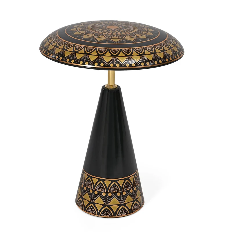 Kabellose Tischlampe mit Touch-Steuerung, Magnetdesign, Orientalisches Muster, 23x31 cm, taupe
