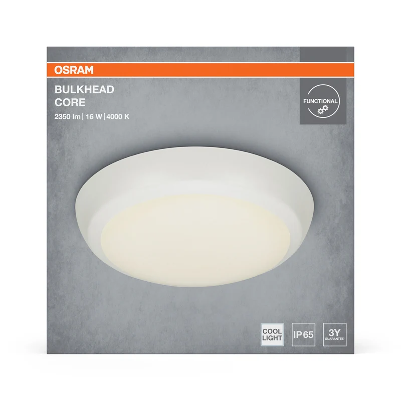 OSRAM LED BULKHEAD CORE Deckenleuchte, 16W, 4000K, Kaltweiß, Weiß