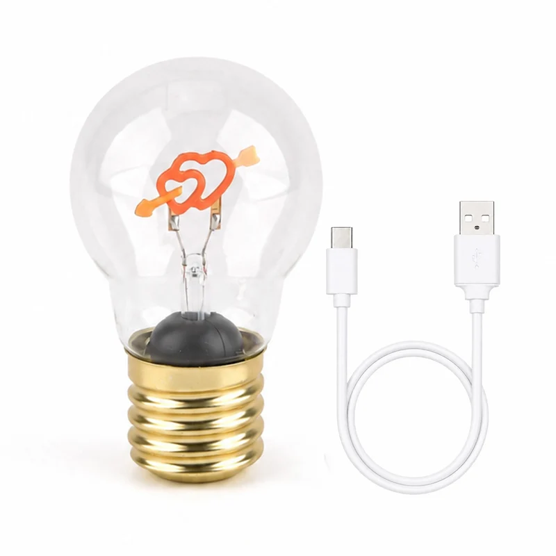 LIVMORE Dekorative Wiederaufladbare LED-Glaslampe mit Doppelherz-Motiv & USB-C (ca. 6,5 x 12 cm)