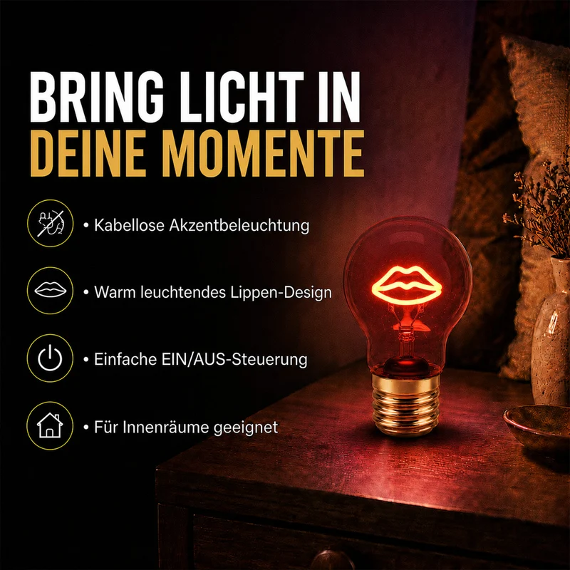 LIVMORE Dekorative Wiederaufladbare LED-Glaslampe mit Doppelherz-Motiv & USB-C (ca. 6,5 x 12 cm)