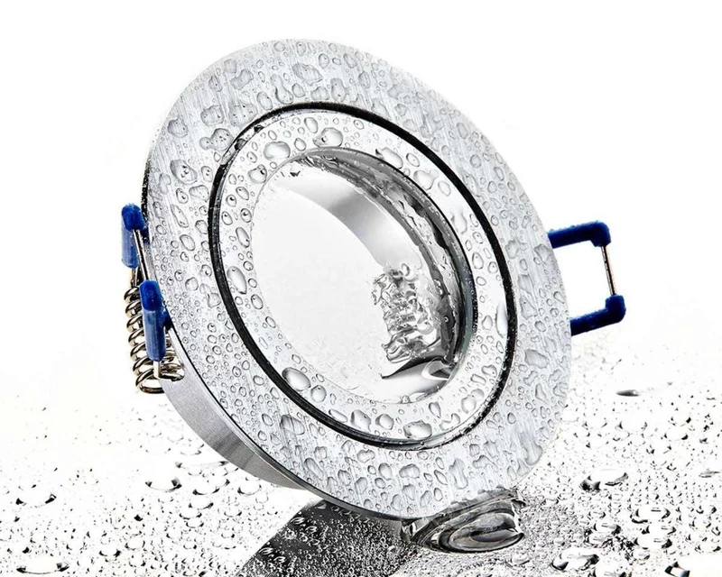Einbaustrahler Rahmen Aluminium rund gebürstet Bicolor IP44 68mm mit Klickverschluss