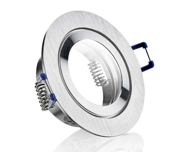 Einbaustrahler Rahmen Aluminium rund gebürstet Bicolor IP44 68mm mit Klickverschluss