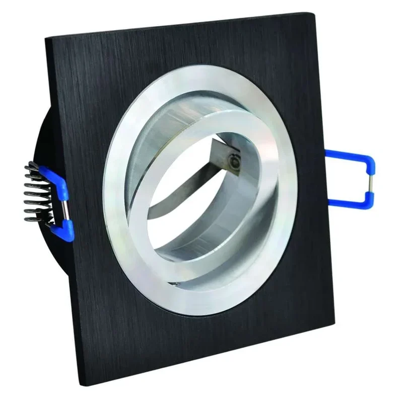 Einbaustrahler Rahmen Aluminium gebürstet eckig schwarz 77mm