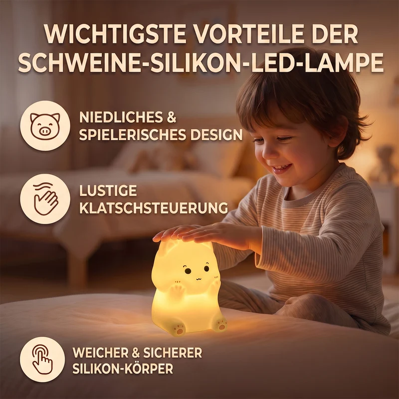 LED-Nachtlicht im Küken-Design mit Farbwechsel, Berührungssteuerung und Timer, 8 x 7,5 x 9,5 cm, Weiß