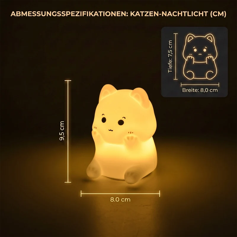 LED-Nachtlicht im Küken-Design mit Farbwechsel, Berührungssteuerung und Timer, 8 x 7,5 x 9,5 cm, Weiß