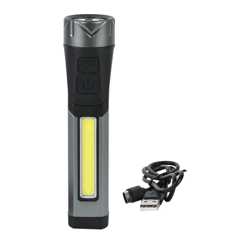 Wiederaufladbare Taschenlampe mit drehbarem LED-Kopf mit 3 Beleuchtungsmodi