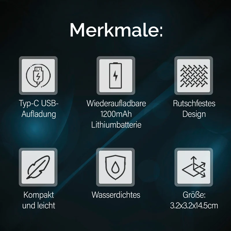 Wiederaufladbare Taschenlampe mit drehbarem LED-Kopf mit 3 Beleuchtungsmodi