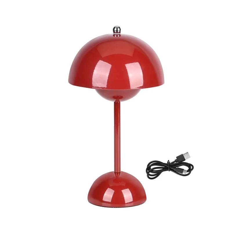 Kabellose Tischlampe - Minimalistisches Pilzdesign, Touch-Steuerung, tragbar mit 1800mAh-Akku für 4-6 Stunden, inkl. Typ-C-Kabel, 16 x 30 cm, Gelb