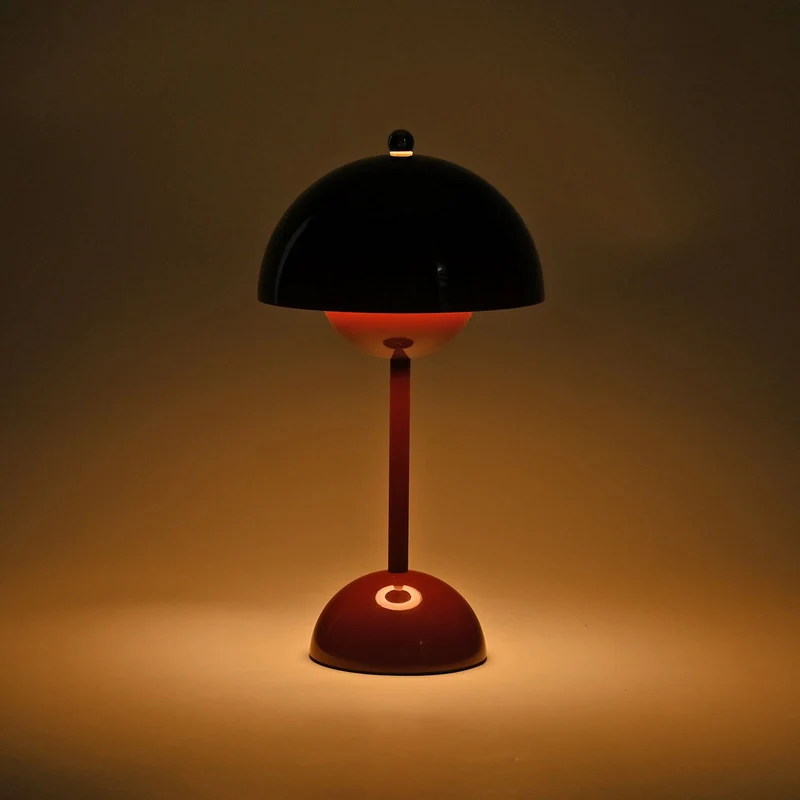 Kabellose Tischlampe - Minimalistisches Pilzdesign, Touch-Steuerung, tragbar mit 1800mAh-Akku für 4-6 Stunden, inkl. Typ-C-Kabel, 16 x 30 cm, Gelb