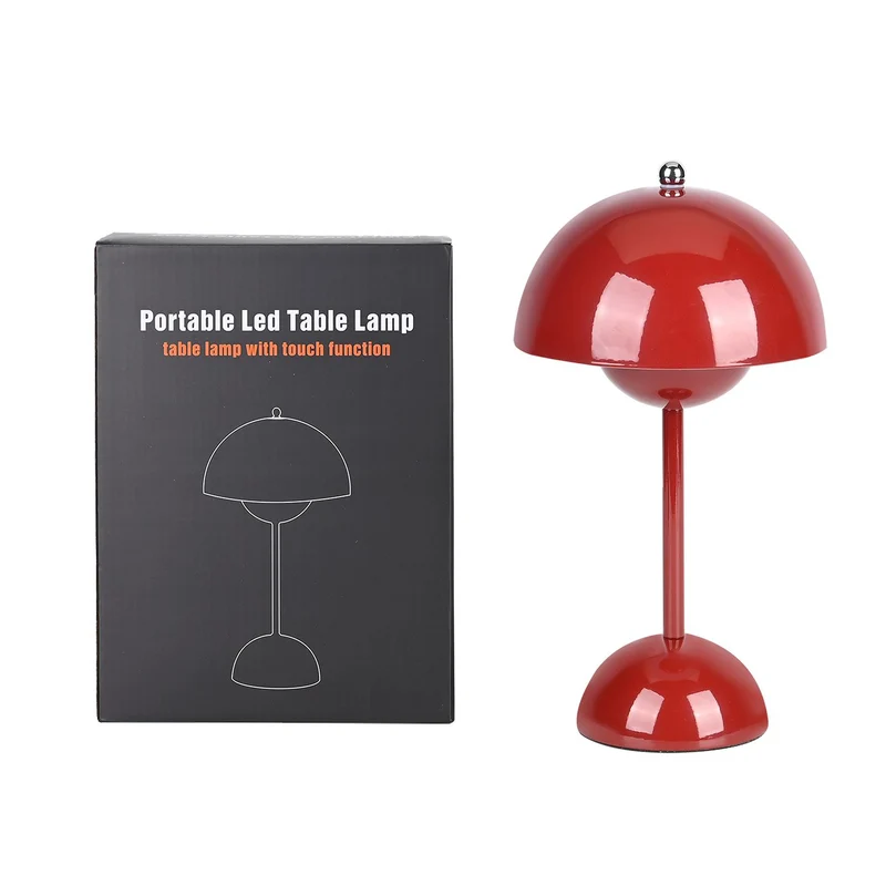 Kabellose Tischlampe - Minimalistisches Pilzdesign, Touch-Steuerung, tragbar mit 1800mAh-Akku für 4-6 Stunden, inkl. Typ-C-Kabel, 16 x 30 cm, Gelb