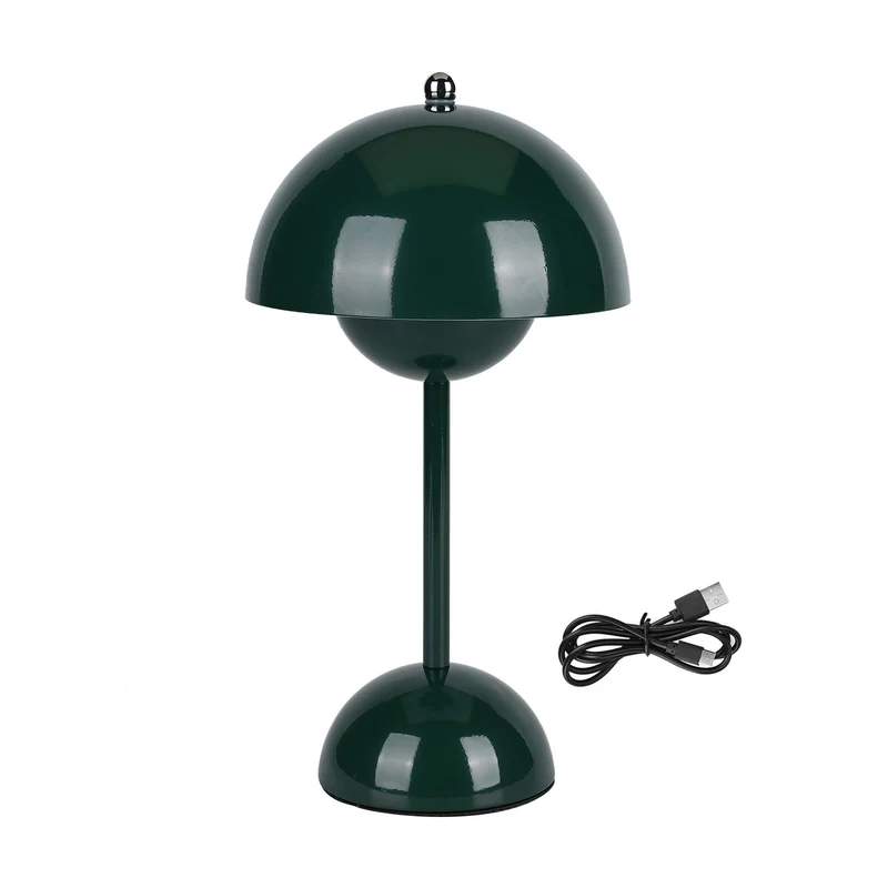Kabellose Tischlampe - Minimalistisches Pilzdesign, Touch-Steuerung, tragbar mit 1800mAh-Akku für 4-6 Stunden, inkl. Typ-C-Kabel, 16 x 30 cm, Gelb