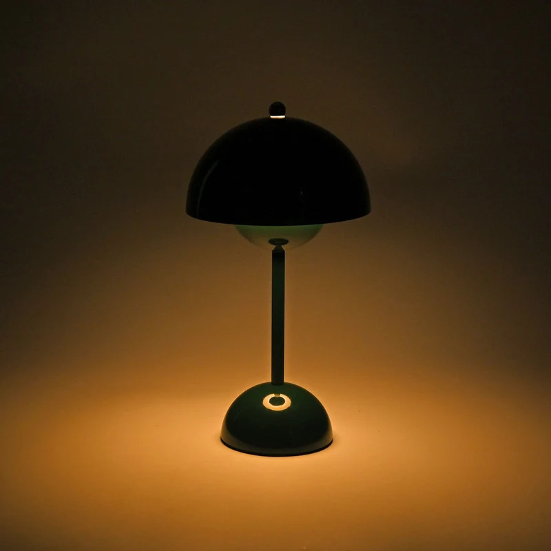 Kabellose Tischlampe - Minimalistisches Pilzdesign, Touch-Steuerung, tragbar mit 1800mAh-Akku für 4-6 Stunden, inkl. Typ-C-Kabel, 16 x 30 cm, Gelb