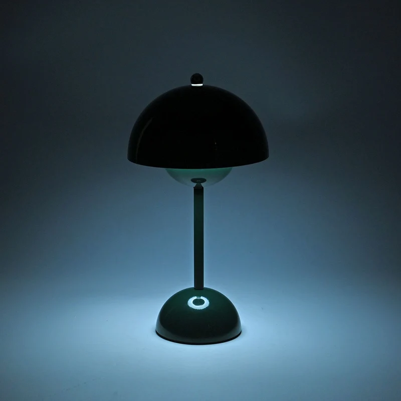 Kabellose Tischlampe - Minimalistisches Pilzdesign, Touch-Steuerung, tragbar mit 1800mAh-Akku für 4-6 Stunden, inkl. Typ-C-Kabel, 16 x 30 cm, Gelb