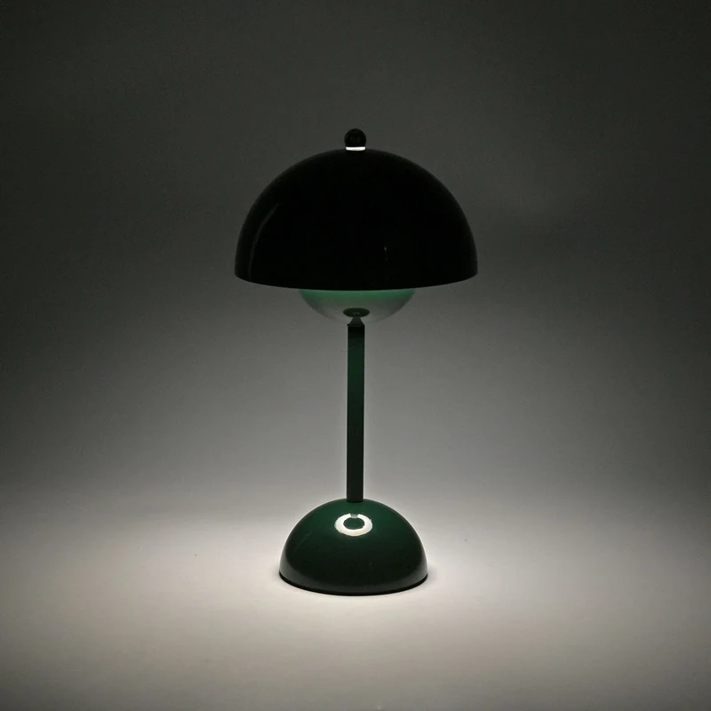 Kabellose Tischlampe - Minimalistisches Pilzdesign, Touch-Steuerung, tragbar mit 1800mAh-Akku für 4-6 Stunden, inkl. Typ-C-Kabel, 16 x 30 cm, Gelb