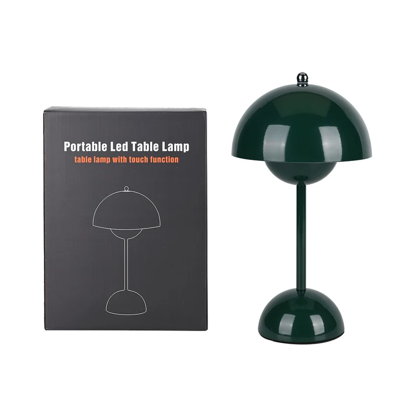 Kabellose Tischlampe - Minimalistisches Pilzdesign, Touch-Steuerung, tragbar mit 1800mAh-Akku für 4-6 Stunden, inkl. Typ-C-Kabel, 16 x 30 cm, Gelb
