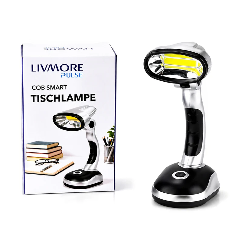 LIVMORE COB-Tischlampe, drehbar, 20x11x8,5cm, Rot-Schwarz