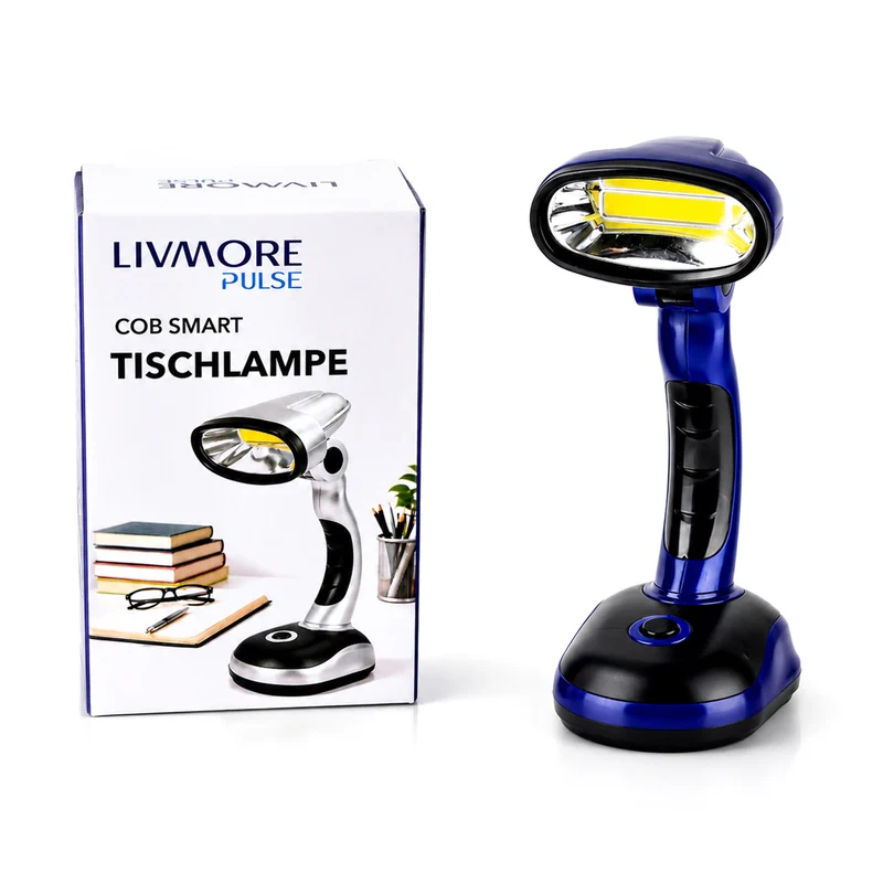 LIVMORE COB-Tischlampe, drehbar, 20x11x8,5cm, Rot-Schwarz