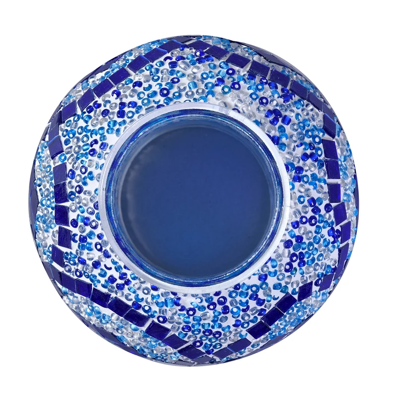 Handgefertigte orientalische Mosaik Glas Tischlampe - Weinkrug Form, Größe 12x38 cm, Blau