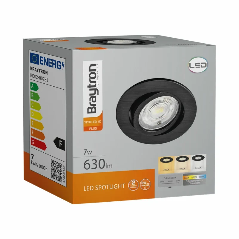 LED Einbauspot 7 Watt rund schwenkbar schwarz/weiß dimmbar IP20 Lichtfarbe einstellbar (3in1)