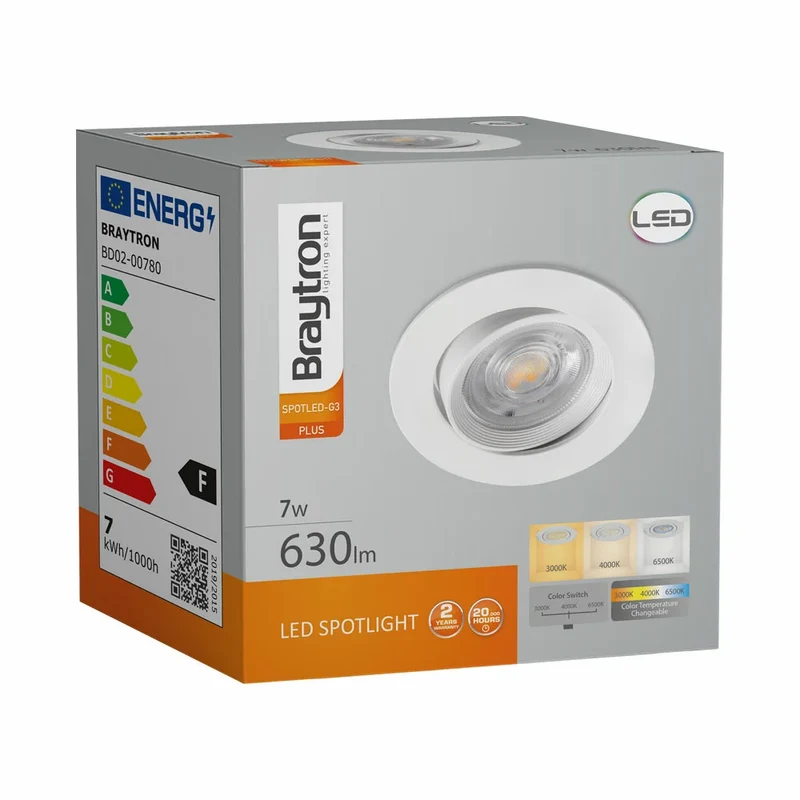 LED Einbauspot 7 Watt rund schwenkbar schwarz/weiß dimmbar IP20 Lichtfarbe einstellbar (3in1)