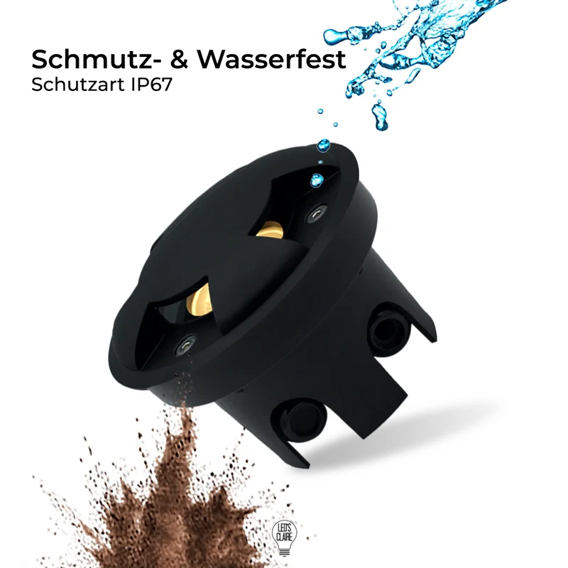 Bodeneinbaustrahler Edelstahl schwarz rund 3-flammig indirekt IP67 inkl. LED - Modul
