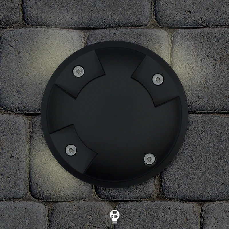 Bodeneinbaustrahler Edelstahl schwarz rund 3-flammig indirekt IP67 inkl. LED - Modul