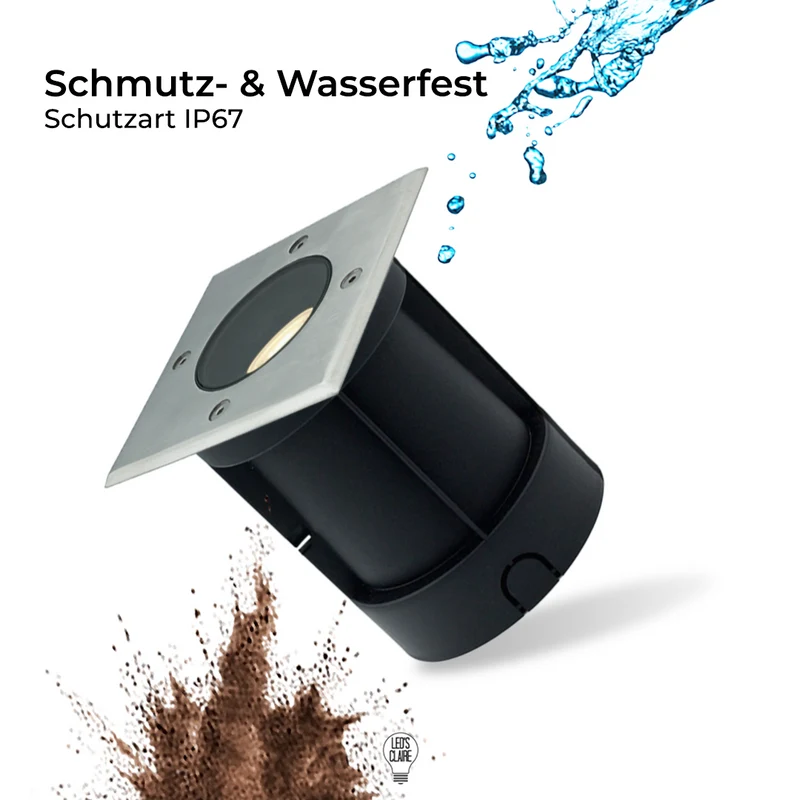 Bodeneinbaustrahler Edelstahl eckig GU10 IP67 inkl. LED - Leuchtmittel